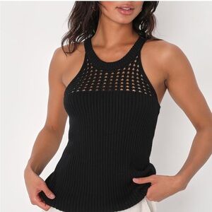 Lulus Ultimate Upgrade Black Sleeveless Ribbed Knit Tank Top